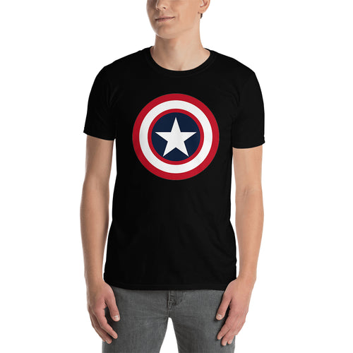 SuperHero T shirt Captain America Shield T shirt Short-Sleeve Black Cotton T shirt for men