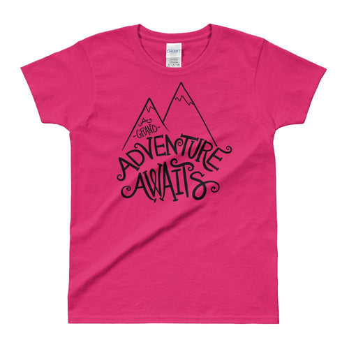 Adventure Awaits T Shirt Pink Cotton Adventure Time T Shirt for Women - Dafakar