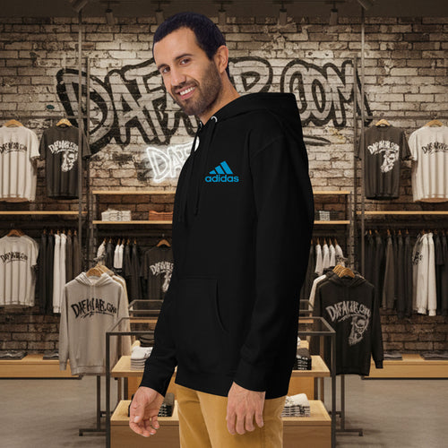 Adidas Blue Logo Small Pullover Hoodie for Men and Women