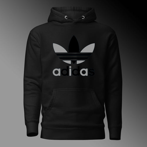 Adidas Creative Grey and Black Logo Hoodie Black Hoodie for Boys and Girls