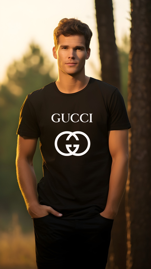 Gucci T shirt Gucci Brand T shirt Black T shirt for men