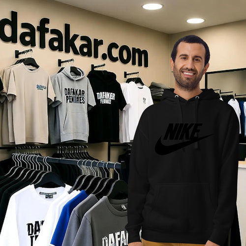 Pullover Nike Flees Black Logo Hoodie