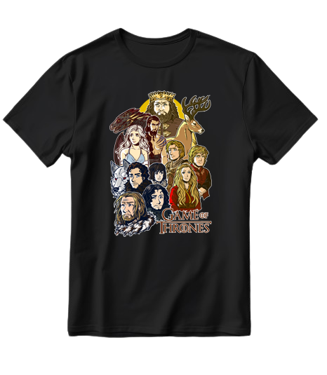 Game of Thrones cartoon style t shirt in pure cotton