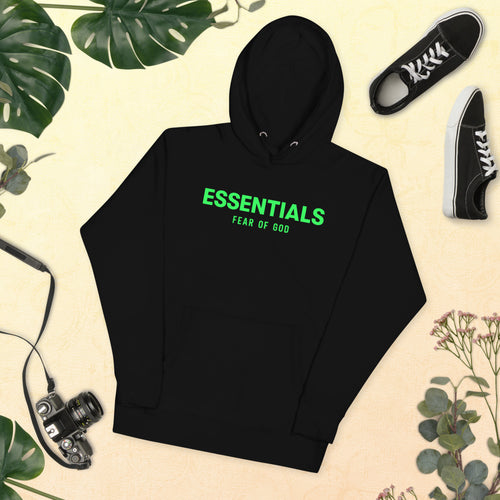 Essentials Fear of God Green logo Hoodie in Black Grey and Navy color