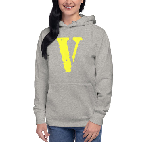 Vlone Yellow Printed Logo Hoodie for Man and Women