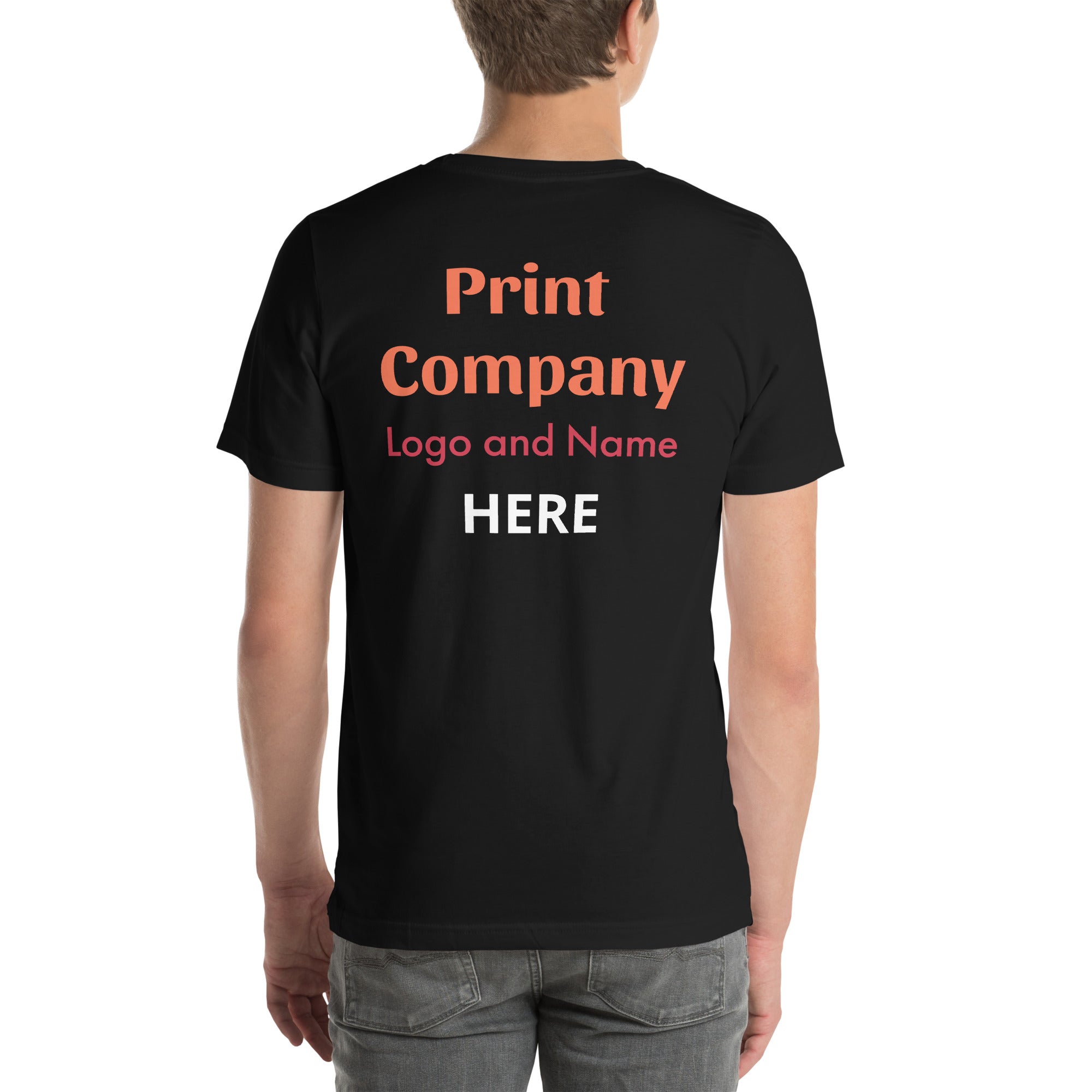 Print Business name and logo in front and back of the t shirt for