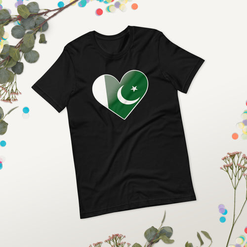 Heart shape Pakistani flag Independence day t shirt