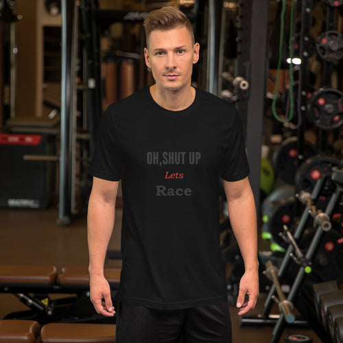 Motorcycle t shirt oh shut up lets race black and white t shirt for men