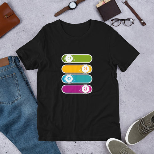 Swap Buttons colorful t shirt