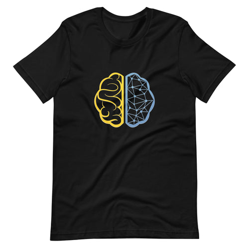 Left and Right side of brain of a Computer Geek printed t shirt