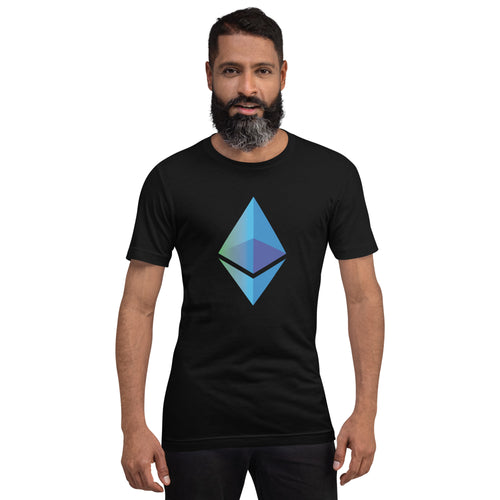 Ethereum Ether ETH Crypto Coin blue logo t shirt