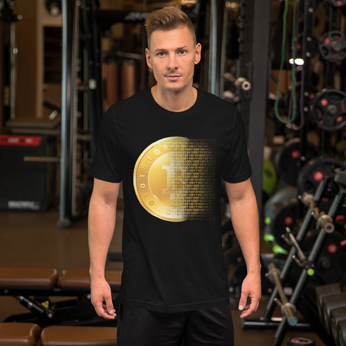 Golden Bitcoin creative design crypto t shirt for men
