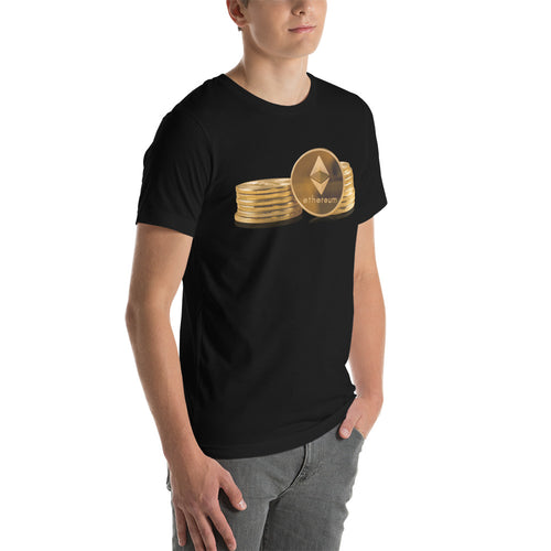 Ether Coin ETH golden Coin with logo t shirt