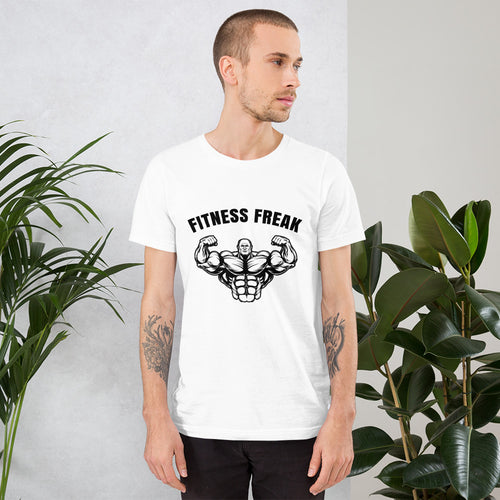Gym T shirt Fitness Freak printed in black and white