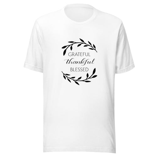 Thankful Grateful and Blessed printed t shirt