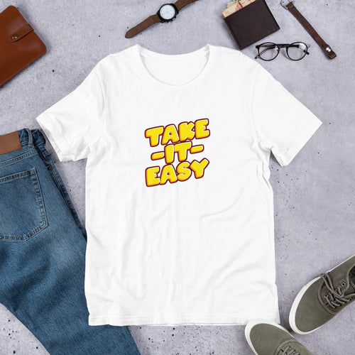 Take It Easy printed Motivational words t shirt for boys and girls