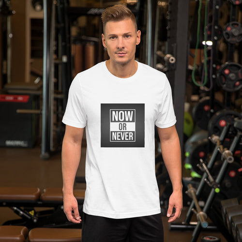 Now or Never printed motivational Quote t shirt for men