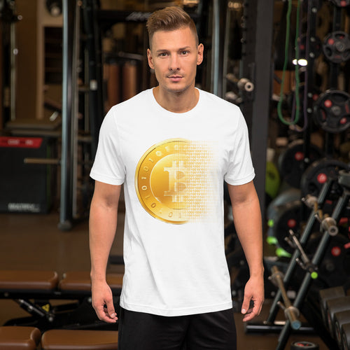 Golden Bitcoin creative design crypto t shirt for men