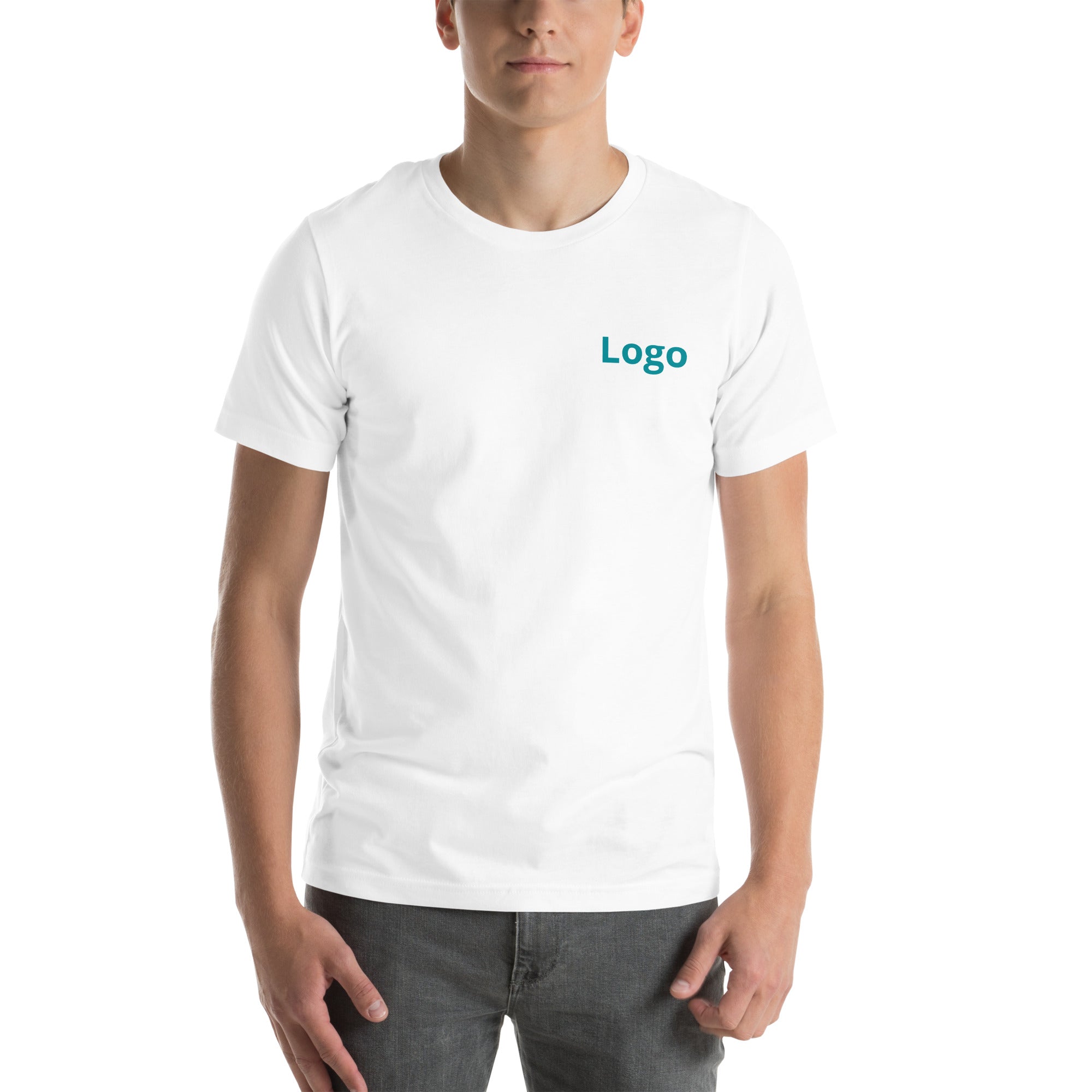 Print Business name and logo in front and back of the t shirt for your team