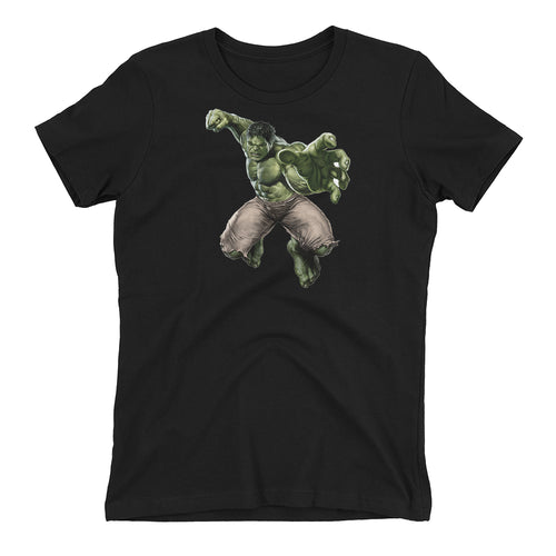 Hulk T shirt SuperHero T shirt Black short-sleeve Cotton T shirt for women
