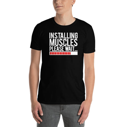 Body Building T shirt Installing Muscles T shirt Fitness T shirt Black Short-Sleeve Cotton T shirt for men