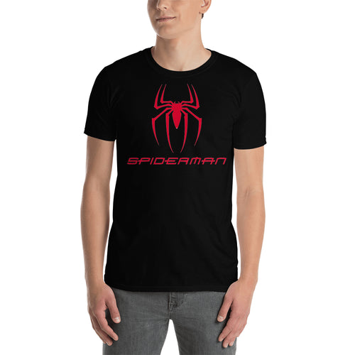 Spider Logo T shirt Spiderman T shirt Black Short-Sleeve Cotton T shirt for men
