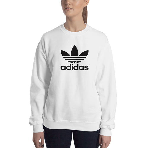 Branded Sweatshirt Adidas Sweatshirt full-sleeve crew neck White sweatshirt for women