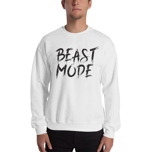 Gym Sweatshirt Beast Mode On Sweatshirt White Full-sleeve Fitness Sweatshirt for men