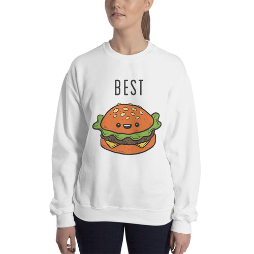 Best Friends Twining Sweatshirt BFF Sweatshirt Burger Fries Sweatshirt White Cotton-Polyester Sweatshirt for women