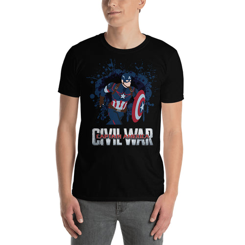 SuperHero T shirt Captain America Vector T shirt Black Short-Sleeve Cotton T shirt for men