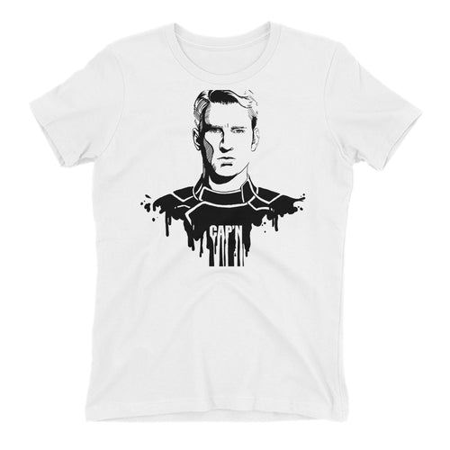 Captain America T shirt Chris Evans Sketch T shirt White Short-Sleeve Cotton T shirt for women