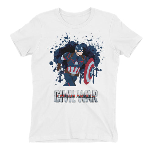 Captain America Vector T shirt SuperHero T shirt White Short-Sleeve Cotton T shirt for women