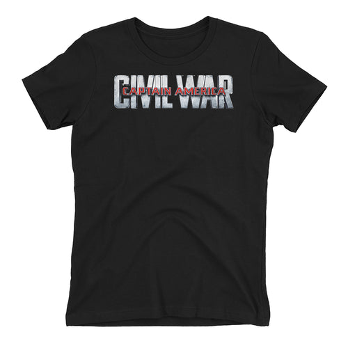 Captain America T shirt Captain America Civil War T shirt Black Cotton Short-Sleeve T shirt for women
