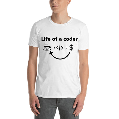 Life of a coder t shirt Coding t shirt White Short-sleeve Cotton Coding t shirt for men