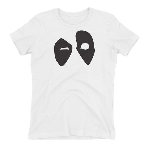SuperHero T shirt Deadpool Eyes T shirt White Cotton Short-Sleeve T shirt for women