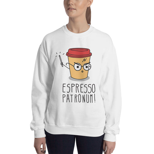 Espresso Patronum Sweatshirt Funny Espresso Coffee Sweatshirt White Cotton Sweatshirt for women
