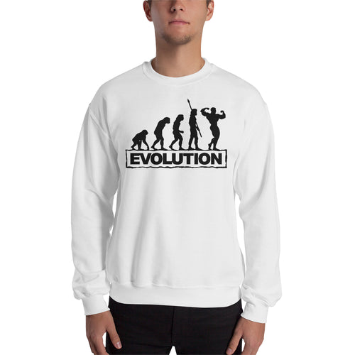 Fitness Evolution Sweatshirt Fitness Sweatshirt White Full-sleeve Gym Sweatshirt for men