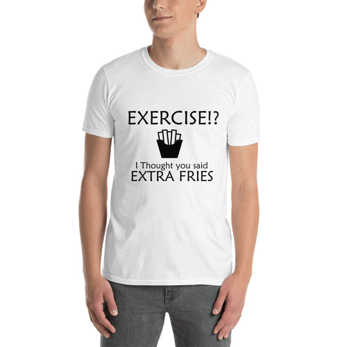 Extra Fries T shirt Funny Food T shirt Cotton White Short-sleeve T shirt for men