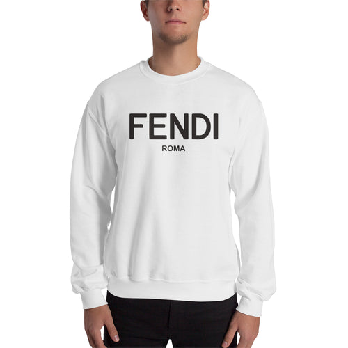 Fendi Sweatshirt Fendi brand Sweatshirt full-sleeve crew neck White Fashion Company sweatshirt for men