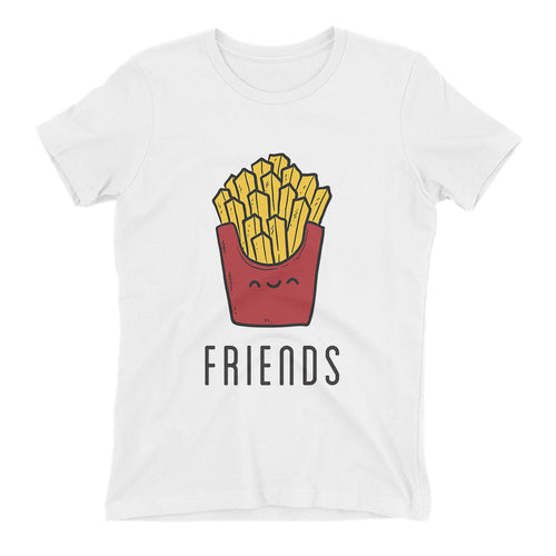 Burger Fries T shirt Best Friends T shirt White Cotton Best Friends Twining T shirt for women