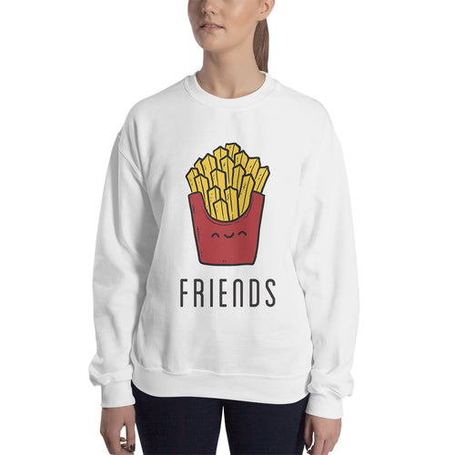Best Friends Twining Sweatshirt BFF Sweatshirt Burger Fries Sweatshirt White Cotton-Polyester Sweatshirt for women