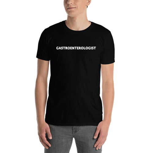 One word Medical Specialist T shirt Black Gastroenterologist  T shirt short-sleeve Cotton T shirt for men