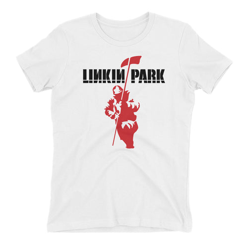 Linkin Park T shirt Linkin Park Band T shirt Short-sleeve White Cotton Band T shirt for women