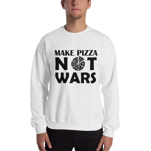Make Pizza Not Wars Sweatshirt Pizza Sweatshirt White Cotton Polyester Sweatshirt for men