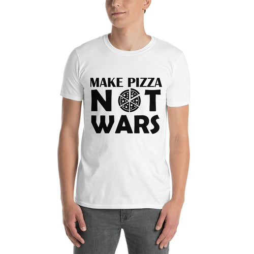 Make Pizza Not Wars T shirt Pizza T shirt White Cotton Short-sleeve T shirt for men