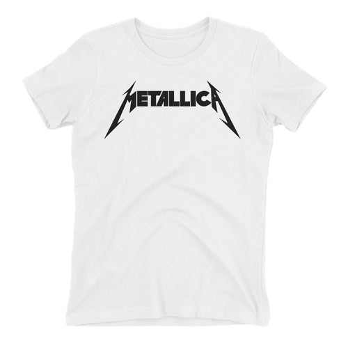 Metallica T shirt White Metallica Rock Band T shirt Short-sleeve Cotton T shirt for women