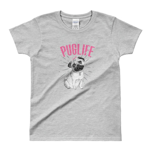 Pug Life T Shirt Grey Cute Dog T Shirt Pug Innocent Dog T Shirt for Women - Dafakar