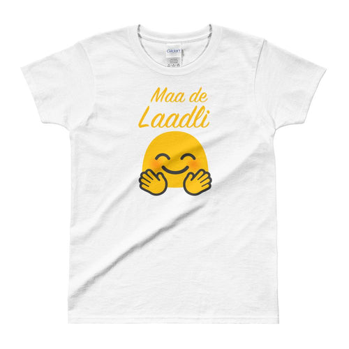 Maa Da Laadla T Shirt White Maa Da Laadla Emoji T Shirt for Women - Dafakar