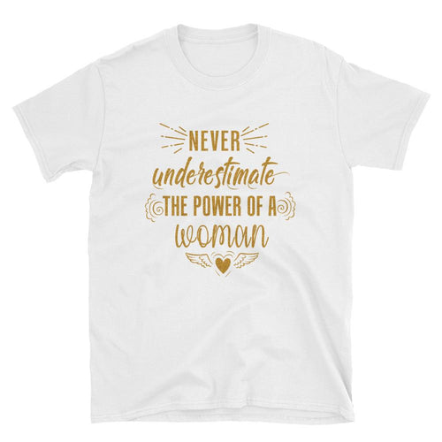 Never Underestimate The Power of a Woman T Shirt Golden Glitter Woman Power Tee - Dafakar
