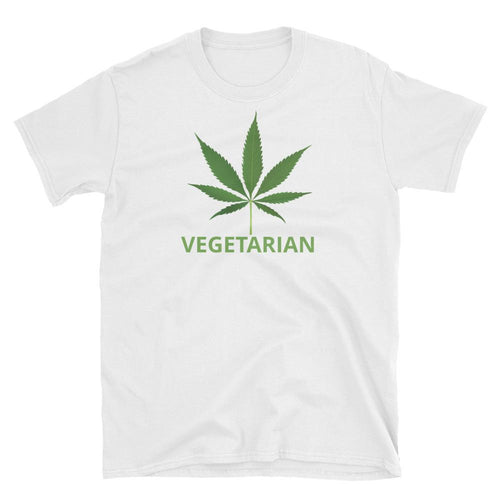 Pot Leaf Vegetarian T-shirt White 100% Cotton Marijuana T-Shirt for Men - Dafakar